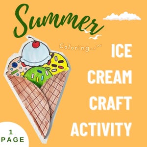 Eiscreme-Aktion - Farbe, Schneiden, Falten und Gestalten, Sommer, Schreibaktivität, Sommer-Bastelarbeit, Feinmotorik für die Vorschule, PDF-Download