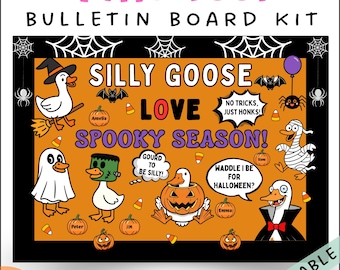 Halloween Bulletin Board | Silly Goose Theme | Editable  PPTX | Classroom Decor | Instant download