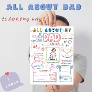 Vaderdag alles over mijn vader kleurplaat, cadeau voor papa, vul de blanco in, DIY Vaderdag kleurkaart activiteit, directe download