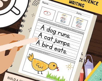 Beginner Sentence Writing Worksheets: Kindergarten-2nd Grade (PDF)