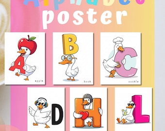 Silly Goose Alphabet Poster Set: Classroom Decor (PDF & PNG Downloadable Prints, 8.5x11")
