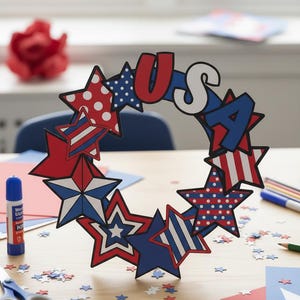 Patriotic Star Wreath Craft: Veterans & Memorial Day Activity (digital ...