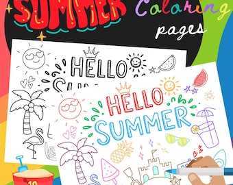 Summer Coloring Pages: 10 Printable Designs for Kids (Instant Download)