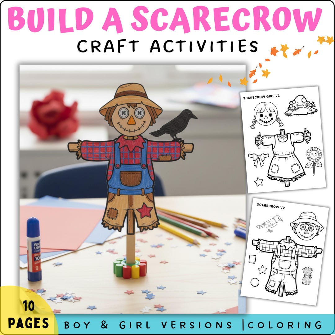 Build a Scarecrow Craft: Fall Activity for Kids (instant Download) - Etsy