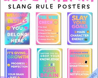 Gen Z Classroom Posters: Neon Slang Decor, Growth Mindset (Instant Download)