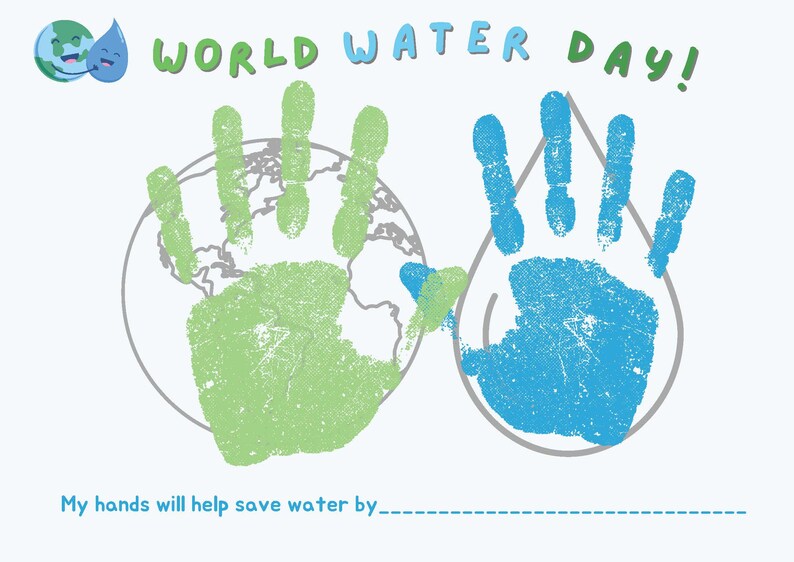 Handprint Event Map World Water Day Handprint Craft: Classroom Decor (instant Download) - Etsy