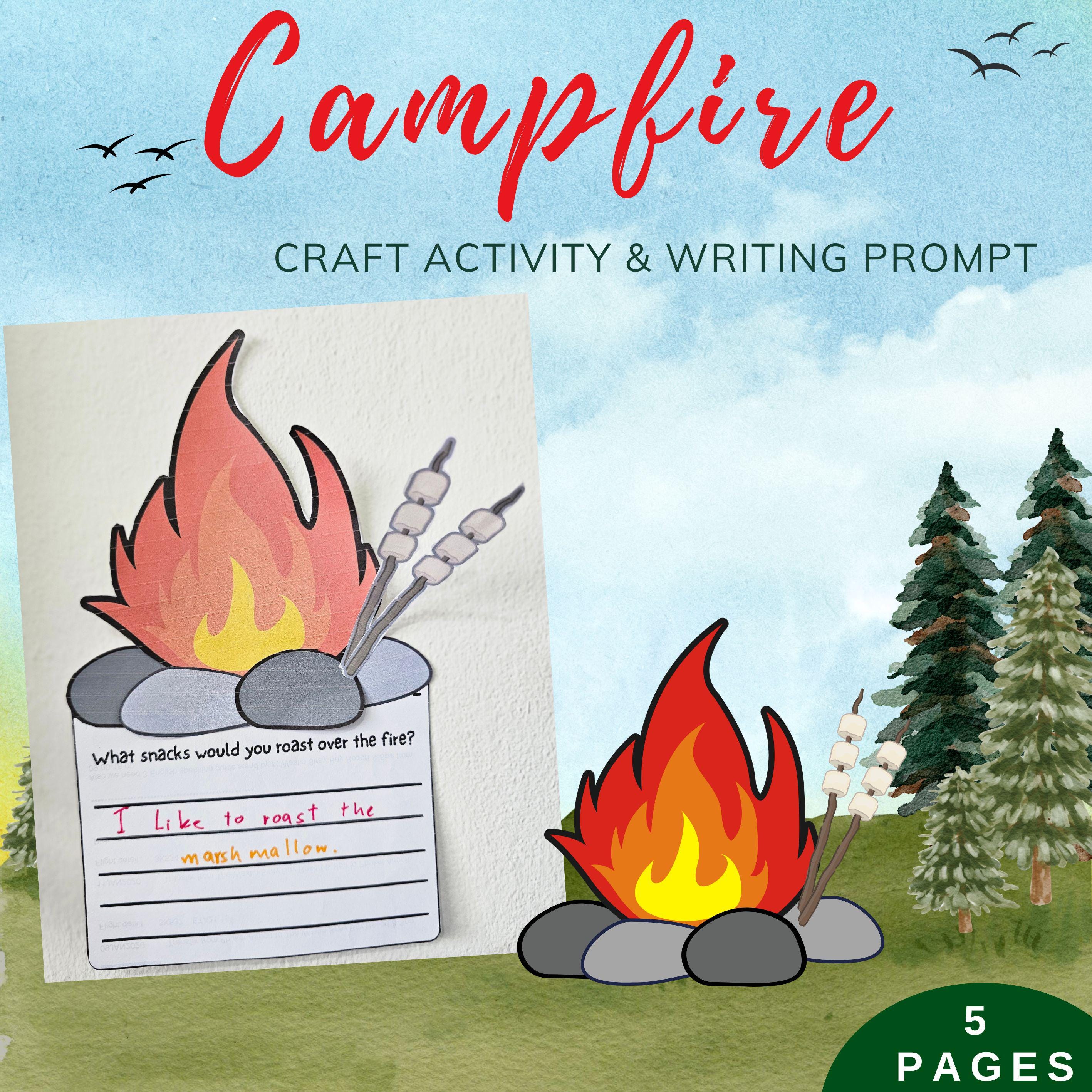 Campfire Craft & Writing Prompt Cut and Glue Summer Craft Activity…