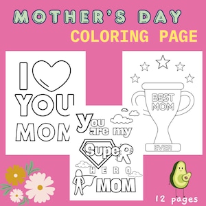 Mother&#39;s day Coloring Activity Pages, Happy mothers day Card, Keepsake, Mom Card, Mothers Day Coloring | Mom Coloring Page, Instant download