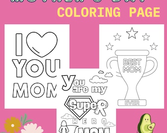 Mother's Day Coloring Pages: Kids Activity, Mom Card (Digital Download)