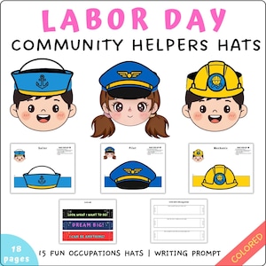 Chapéus de Ajudante Comunitário: Artesanato para o Dia do Trabalho e o Dia da Carreira (Faixa de Cabeça Infantil para Imprimir, Download Instantâneo)