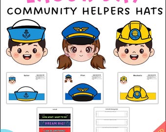 Chapeaux d'assistants communautaires : créations manuelles pour la fête du Travail (bandeau imprimable pour enfants, téléchargement immédiat)
