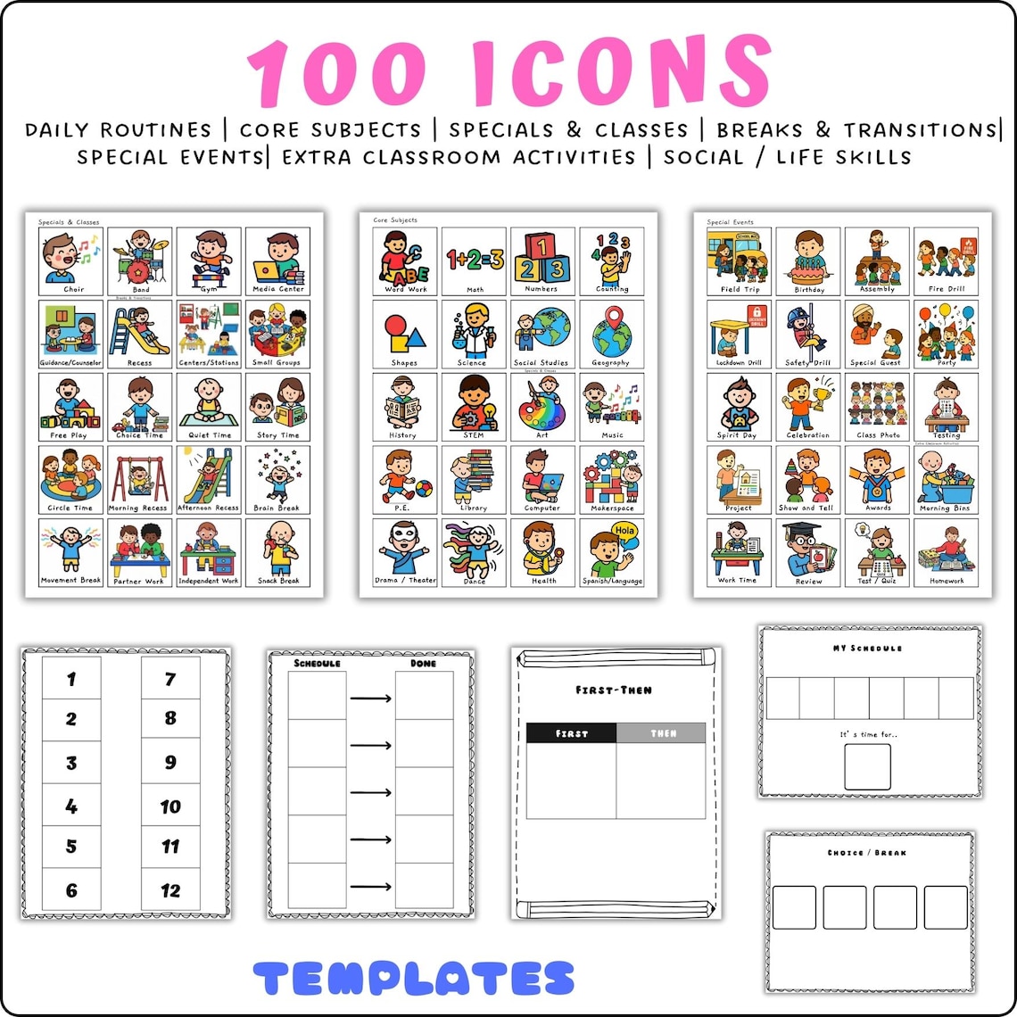 Editable Visual Schedule: 100 Autism/preschool Picture Icons (digital ...