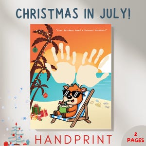 Christmas in July Reindeer Handprint Craft: Summer Holiday Keepsake (PDF Download