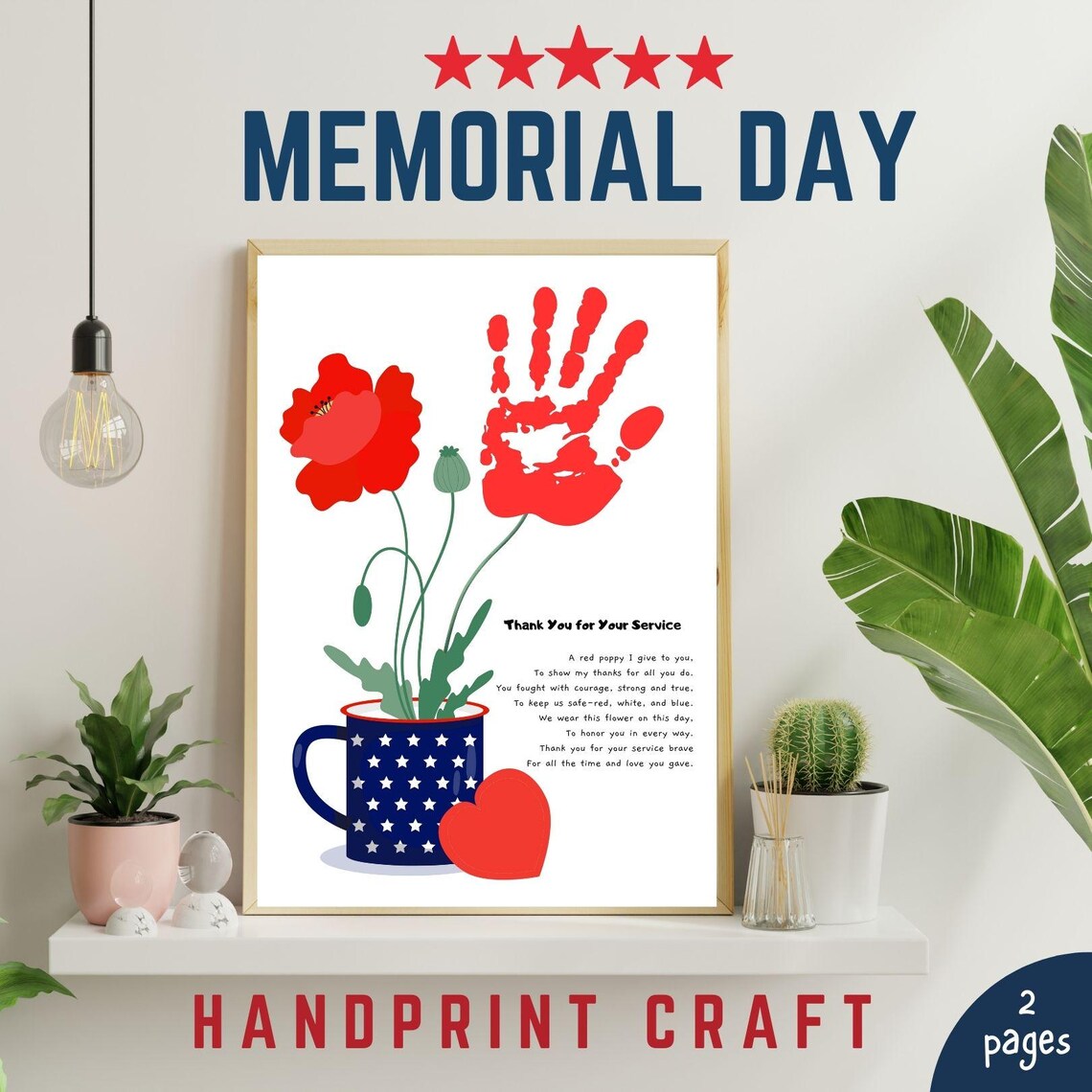 Memorial Day Handprint Craft Bundle: Patriotic Activities (digital ...