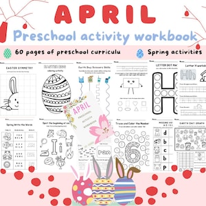 April Preschool & Kindergarten workbook -Busy Book-curriculum, Easter, Spring, Earth day, Spring Printable, Preschool Curriculum Lesson Plan