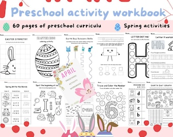 April Preschool Workbook: Easter, Spring, Earth Day Activities (Digital Download)