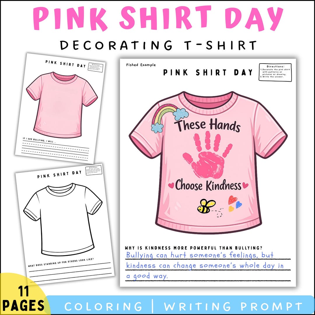 Pink Shirt Day Decorating T Shirt Craft Printable | Design Your Own ...