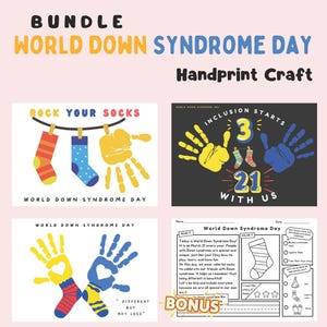 Bundle: World Down Syndrome Awareness Day Handprint craft activity, reading comprehension, dot marker worksheet, Digital Download
