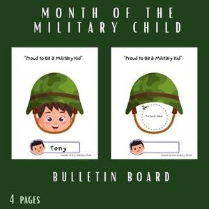 Afiche del Mes del Niño Militar, coloque la foto de un niño para el tablón de anuncios, actividad manual, proyectos imprimibles para niños, Orgulloso de ser