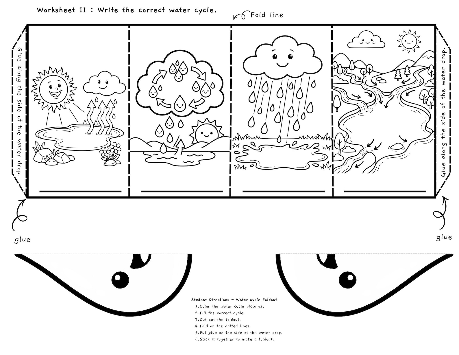 Water Cycle Fold-out Craft – Science Diagram & Worksheets (PDF Download ...