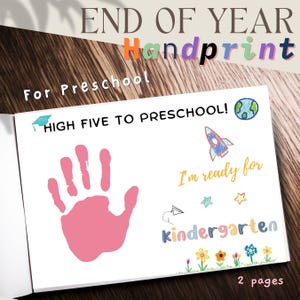 Preschool Graduation End of Year Handprint Art Craft Activity Keepsake, Summer, Last Day Of Preschool Kids Activity, Graduate Keepsake