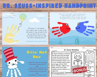 Read Across America Handprint Craft Bundle:  Activities (Instant Download) | dr seuss