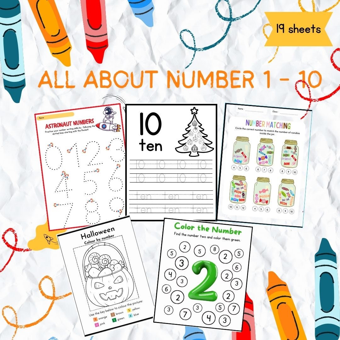Number 1-20 Worksheet: Preschool Math Activities (PDF) - Etsy