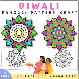 Diwali Rangoli Pattern Craft | Diwali Art Activity for Kids | No Prep Coloring | Digital download
