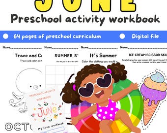 June Preschool Kindergarten Workbook: Summer & Father's Day Activities (Digital Download)