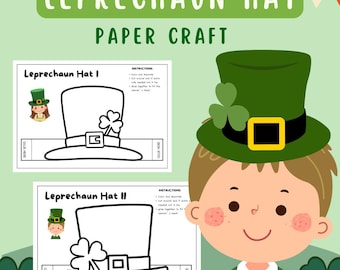 Leprechaun Hat Paper Crown: St. Patrick's Day Coloring Craft (Instant Download)