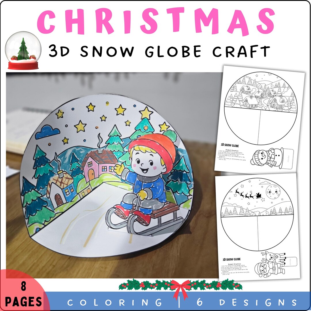 3D Christmas Snow Globe Craft | Winter Holiday Art (digital Download ...