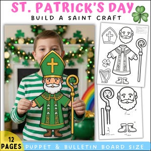 Pyssel för Sankt Patricks dag | Bygg en helgondocka | Aktivitet för katolska helgon | Anslagstavla för mars | PDF