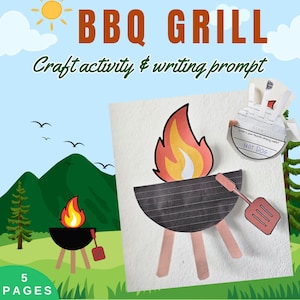 BBQ Grill Craft and Writing Prompt | Cut & Glue | Camping Theme Craft for Kids, Summer Camping Craft, Classroom, Homeschool, Summer Camp