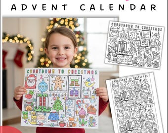 Christmas Advent Calendar Coloring | Countdown to Christmas Activity | K–2 | Digital download