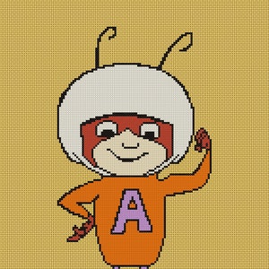 Patrón de punto de cruz de hormiga atómica únicamente (archivos pdf jpg) tv retro dibujos animados divertido familia superant insecto hannabarbera