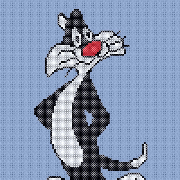 Sylvester Cross Stitch Pattern only (pdf jpg files) tv retro cartoon funny looney tunes Cat furry animal family leisure time Tweety Pie