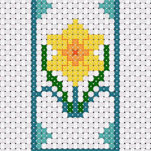 Daffodils Bookmark Cross Stitch Pattern only PDF/JPEG Files - designer pattern - hobbies flowers florist craft reading bookish stitchagift