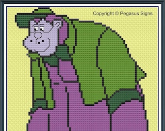 Great Grape Ape Cross Stitch Pattern only PDF/JPEG Files - kidsTV, cartoons,  nostalgia, retrotv