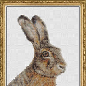 Patrón de punto de cruz de liebre solo archivos PDF/JPEG - animal salvaje, liebre, criatura, vida salvaje, naturaleza,