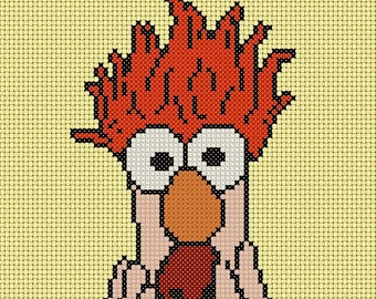 Beaker Cross Stitch Pattern only (pdf jpg files) kids TV characters movie puppet animation scared funny