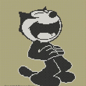 Felix The Cat Cross Stitch Pattern only (pdf jpg files) kids tv cartoon cat family fun pet animal