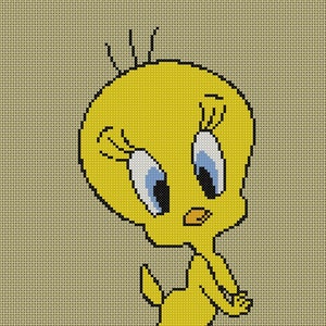 Solo patrón de punto de cruz de Tweety Pie (archivos pdf jpg) tv retro dibujos animados divertido pájaro animal familia divertido looney tunes
