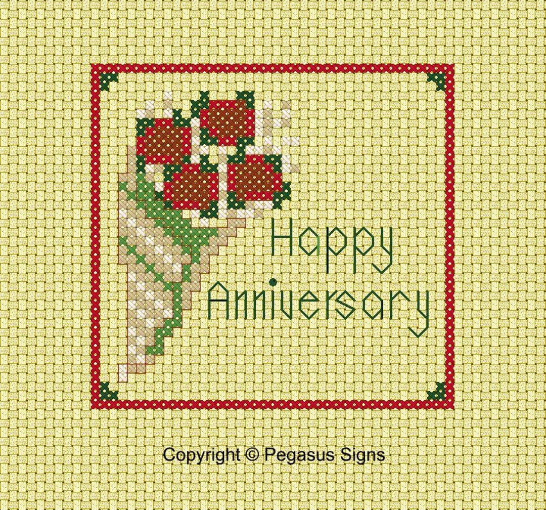 Happy Anniversary Cross Stitch Pattern Only PDF/JPEG Files Etsy