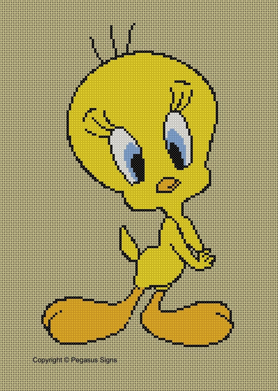 まとめTASMANIAN とTWEETY 100% 400% 2点 トゥイーティー パイ クロスステッチ パターンのみ (pdf jpg ファイル