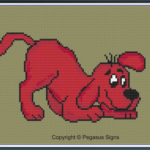 Clifford The Big Red Dog Cross Stitch Pattern only (pdf jpg files) kids tv cartoon fun giant dog family fun pet animal