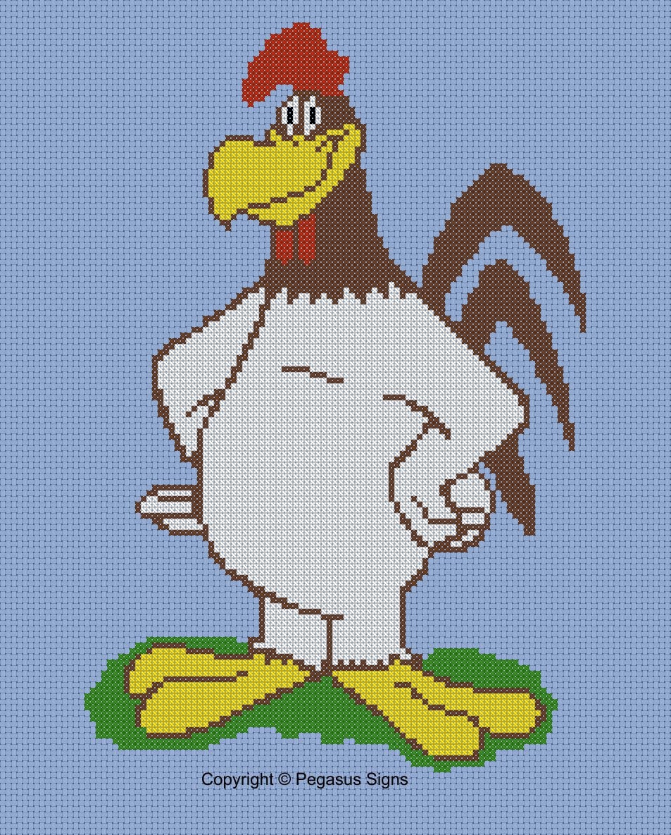 Foghorn Leghorn Cross Stitch Pattern - Cartoon Rooster (PDF