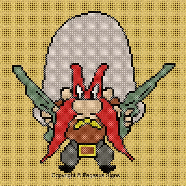 Yosemite Sam Cross Stitch Pattern only (pdf jpg files) tv retro cartoon funny looney tunes hunter family leisure time man wildwest