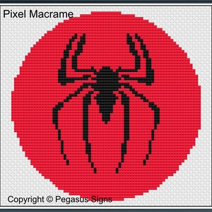 Pixel Macrame Spiderman Badge Chart only PDF/JPEG Files - craft, wallhanging,  superhero