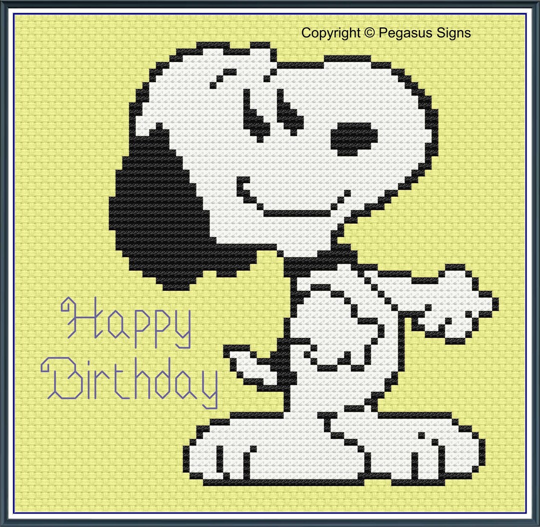 Snoopy Happy Birthday Cross Stitch Pattern Only (pdf Jpg Files) Kids TV ...