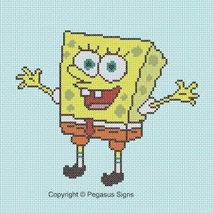 Sponge Bob Square Pants Cross Stitch Pattern only (pdf jpg files) kids tv character